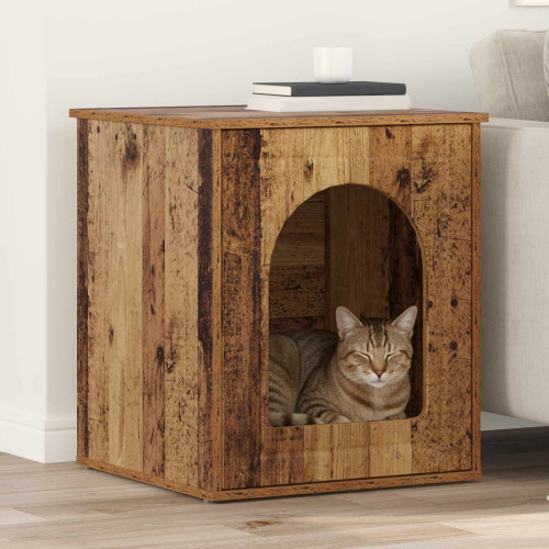 vidaXL Katt hus Gammalt trä 53 x 52 x 62 cm Konstruerat trä