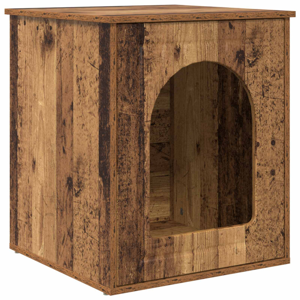 Produktbild för Katt hus Gammalt trä 53 x 52 x 62 cm Konstruerat trä