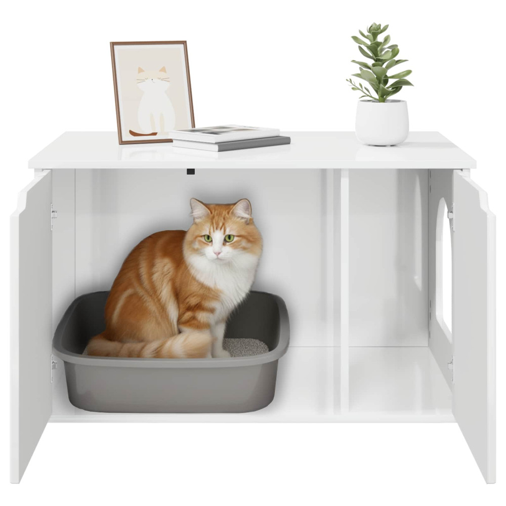 Produktbild för Katt hus Glansig Vit 85 x 55 x 50,5 cm Konstruerat trä