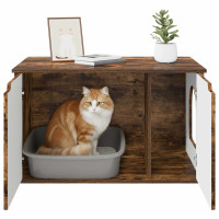 Produktbild för Katt hus Rökt ek 85 x 55 x 50,5 cm Konstruerat trä