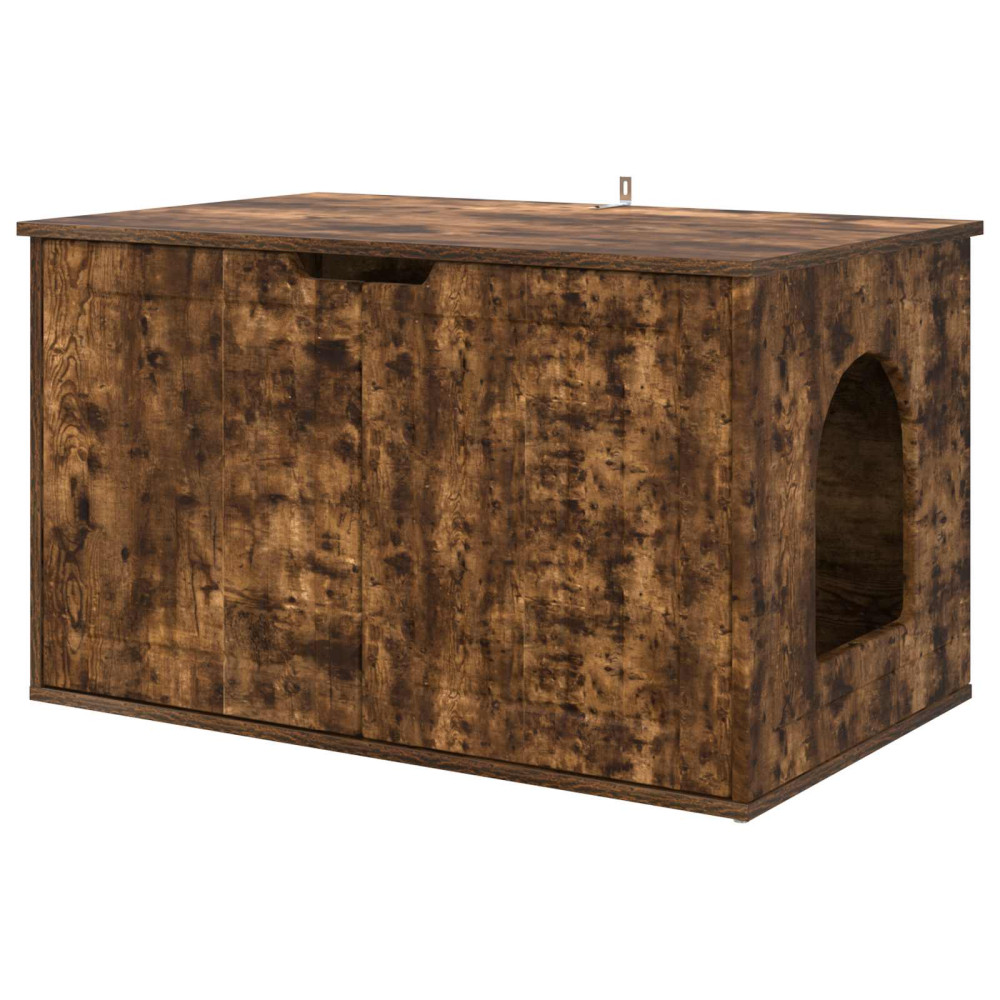 Produktbild för Katt hus Rökt ek 85 x 55 x 50,5 cm Konstruerat trä