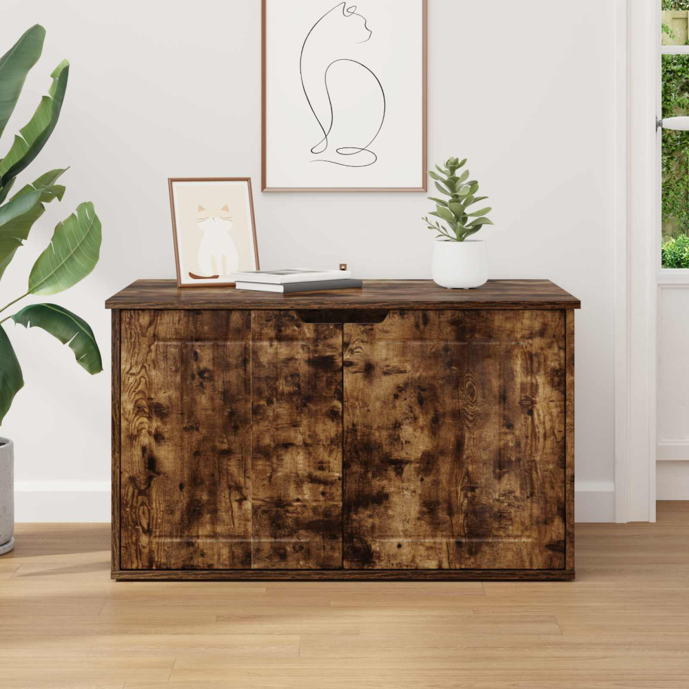 Produktbild för Katt hus Rökt ek 85 x 55 x 50,5 cm Konstruerat trä