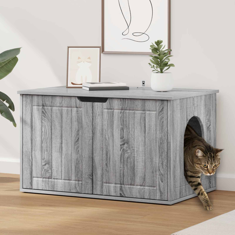 Produktbild för Katt hus Grå Sonoma 85 x 55 x 50,5 cm Konstruerat trä