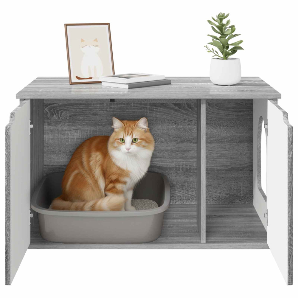 Produktbild för Katt hus Grå Sonoma 85 x 55 x 50,5 cm Konstruerat trä