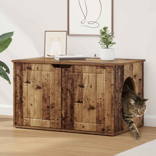 vidaXL Katt hus Gammalt trä 85 x 55 x 50,5 cm Konstruerat trä