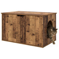 Produktbild för Katt hus Gammalt trä 85 x 55 x 50,5 cm Konstruerat trä