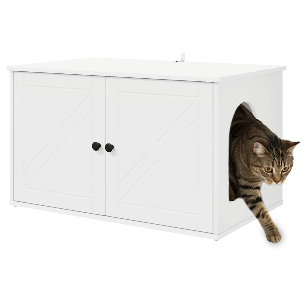 Produktbild för Katt hus Vit 85 x 55 x 50,5 cm Konstruerat trä