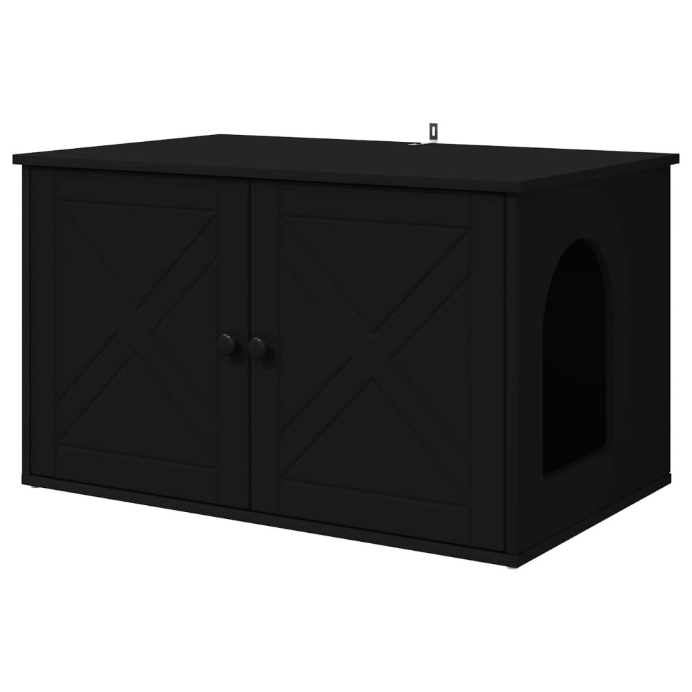 Produktbild för Katt hus Svart 85 x 55 x 50,5 cm Konstruerat trä
