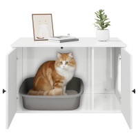 Produktbild för Katt hus Glansig Vit 85 x 55 x 50 cm Konstruerat trä
