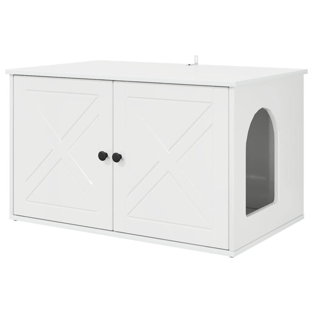 Produktbild för Katt hus Glansig Vit 85 x 55 x 50 cm Konstruerat trä