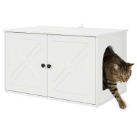 Produktbild för Katt hus Glansig Vit 85 x 55 x 50 cm Konstruerat trä