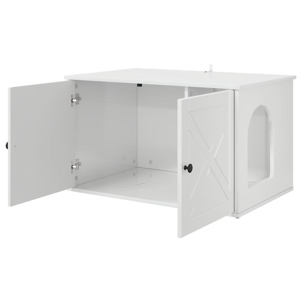 Produktbild för Katt hus Glansig Vit 85 x 55 x 50 cm Konstruerat trä