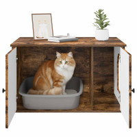 Produktbild för Katt hus Rökt ek 85 x 55 x 50 cm Konstruerat trä