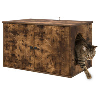 Produktbild för Katt hus Rökt ek 85 x 55 x 50 cm Konstruerat trä