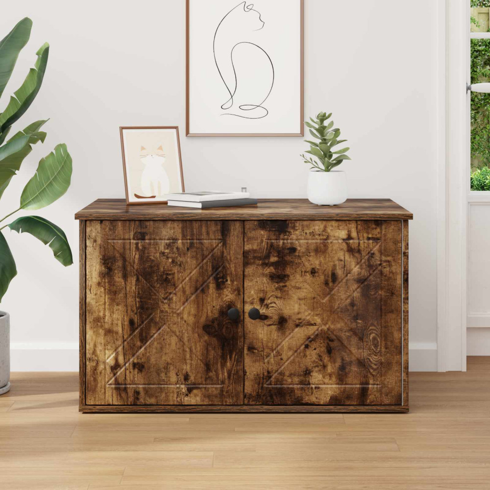 Produktbild för Katt hus Rökt ek 85 x 55 x 50 cm Konstruerat trä