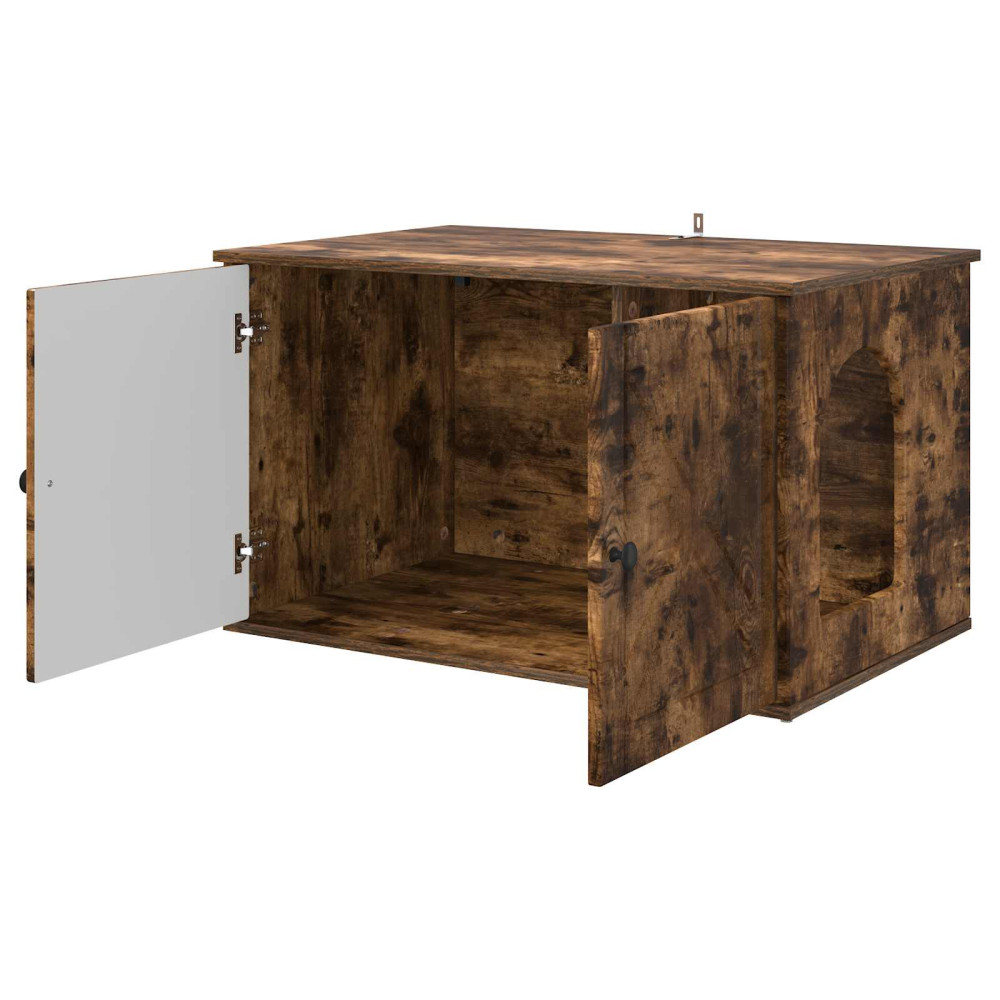 Produktbild för Katt hus Rökt ek 85 x 55 x 50 cm Konstruerat trä