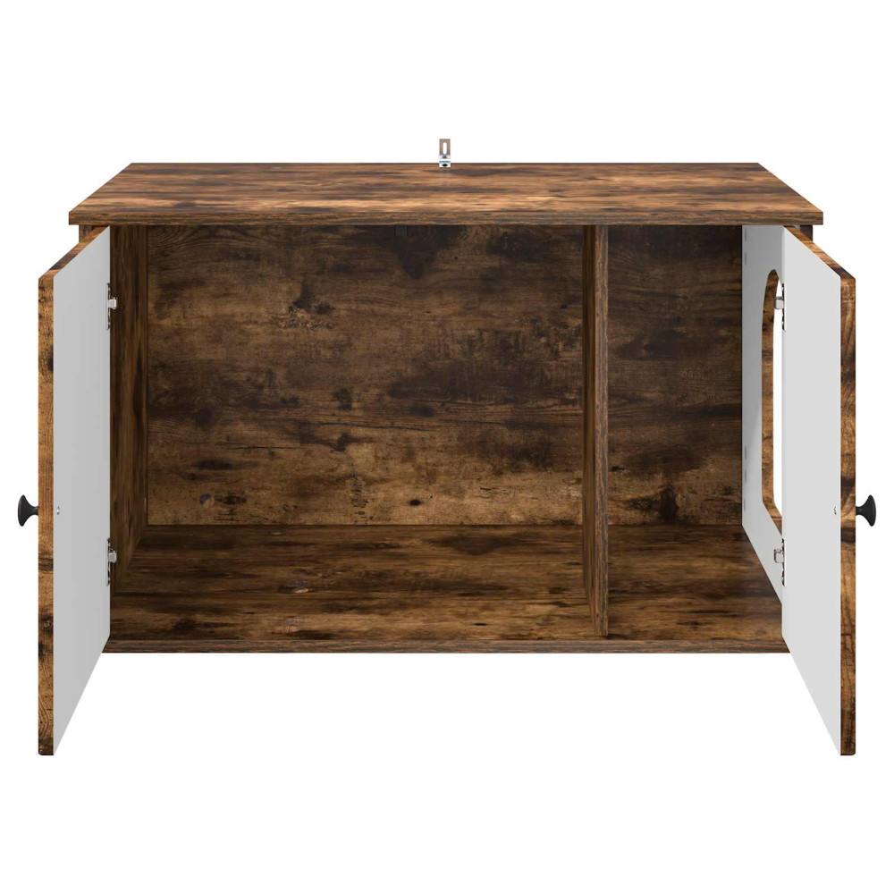Produktbild för Katt hus Rökt ek 85 x 55 x 50 cm Konstruerat trä