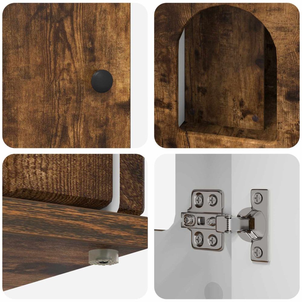 Produktbild för Katt hus Rökt ek 85 x 55 x 50 cm Konstruerat trä