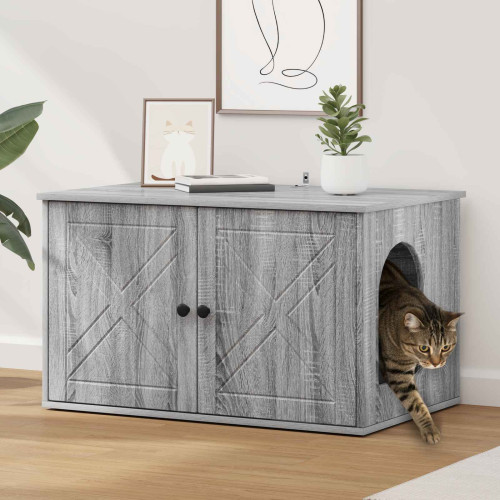 vidaXL Katt hus Grå Sonoma 85 x 55 x 50 cm Konstruerat trä