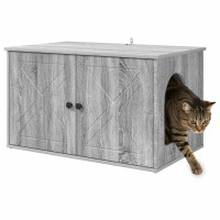 Produktbild för Katt hus Grå Sonoma 85 x 55 x 50 cm Konstruerat trä