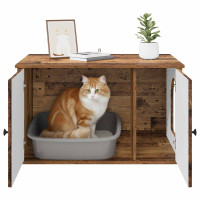 Produktbild för Katt hus Gammalt trä 85 x 55 x 50 cm Konstruerat trä