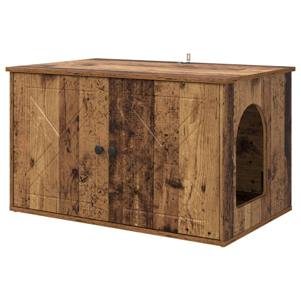Produktbild för Katt hus Gammalt trä 85 x 55 x 50 cm Konstruerat trä