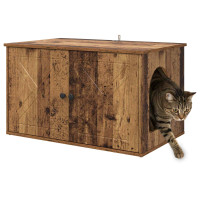 Produktbild för Katt hus Gammalt trä 85 x 55 x 50 cm Konstruerat trä
