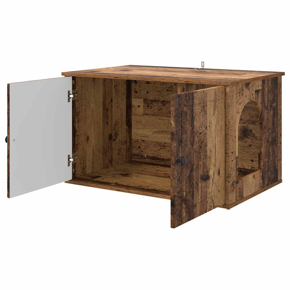 Produktbild för Katt hus Gammalt trä 85 x 55 x 50 cm Konstruerat trä