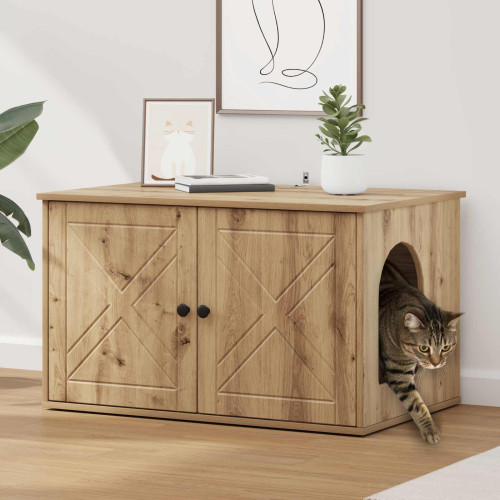 vidaXL Katt hus Artisan Ek 85 x 55 x 50 cm Konstruerat trä