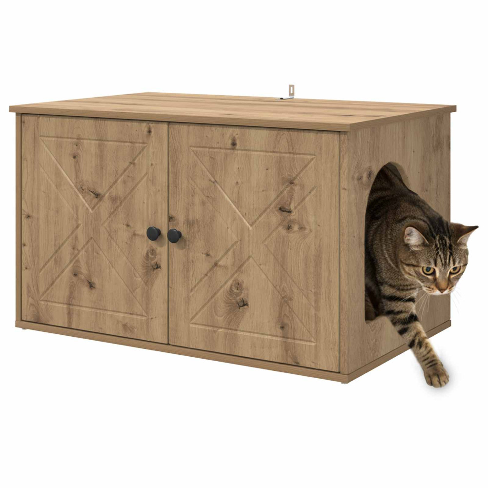 Produktbild för Katt hus Artisan Ek 85 x 55 x 50 cm Konstruerat trä