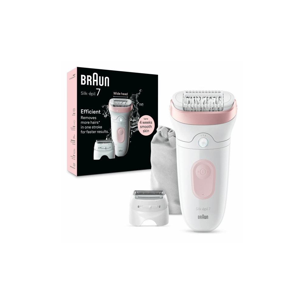 Produktbild för Braun Silk-épil 7 7-030, Rosa, Vit, 40 pincetter, MicroGrip,...
