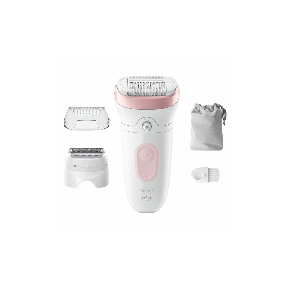 Produktbild för Braun Silk-épil 7 7-030, Rosa, Vit, 40 pincetter, MicroGrip,...