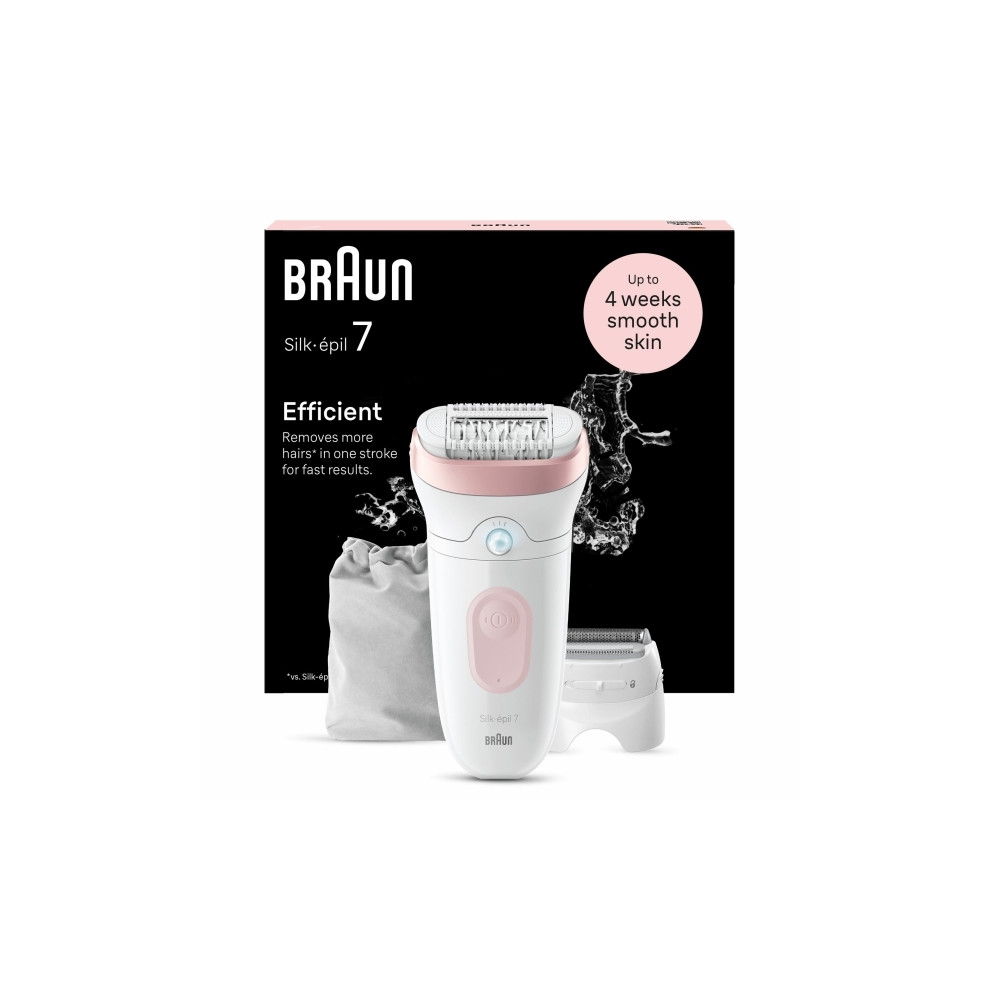 Produktbild för Braun Silk-épil 7 7-030, Rosa, Vit, 40 pincetter, MicroGrip,...
