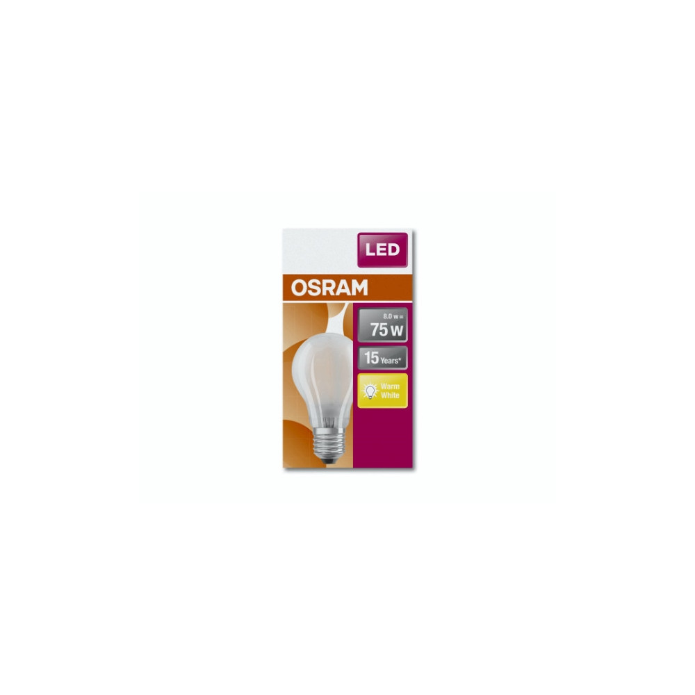 Produktbild för OSRAM Retrofit CLASSIC A - LED-glödlampa med filament - form: A60 - glaserad finish - E27 - 7.5 W - varmt vitt ljus - 2700 K