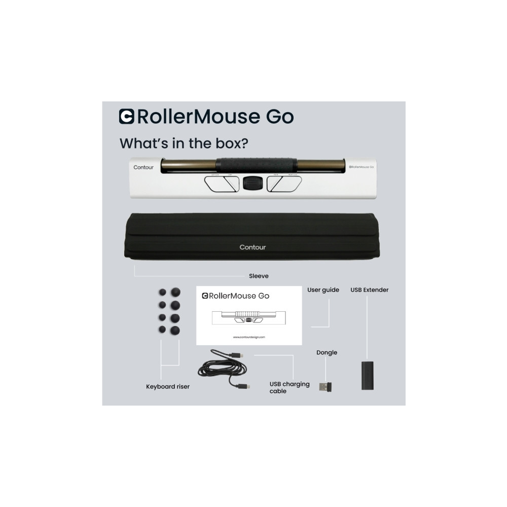 Produktbild för Contour RollerMouse Go - central pekenhet - 2.4 GHz, Bluetooth 5.2, USB-C