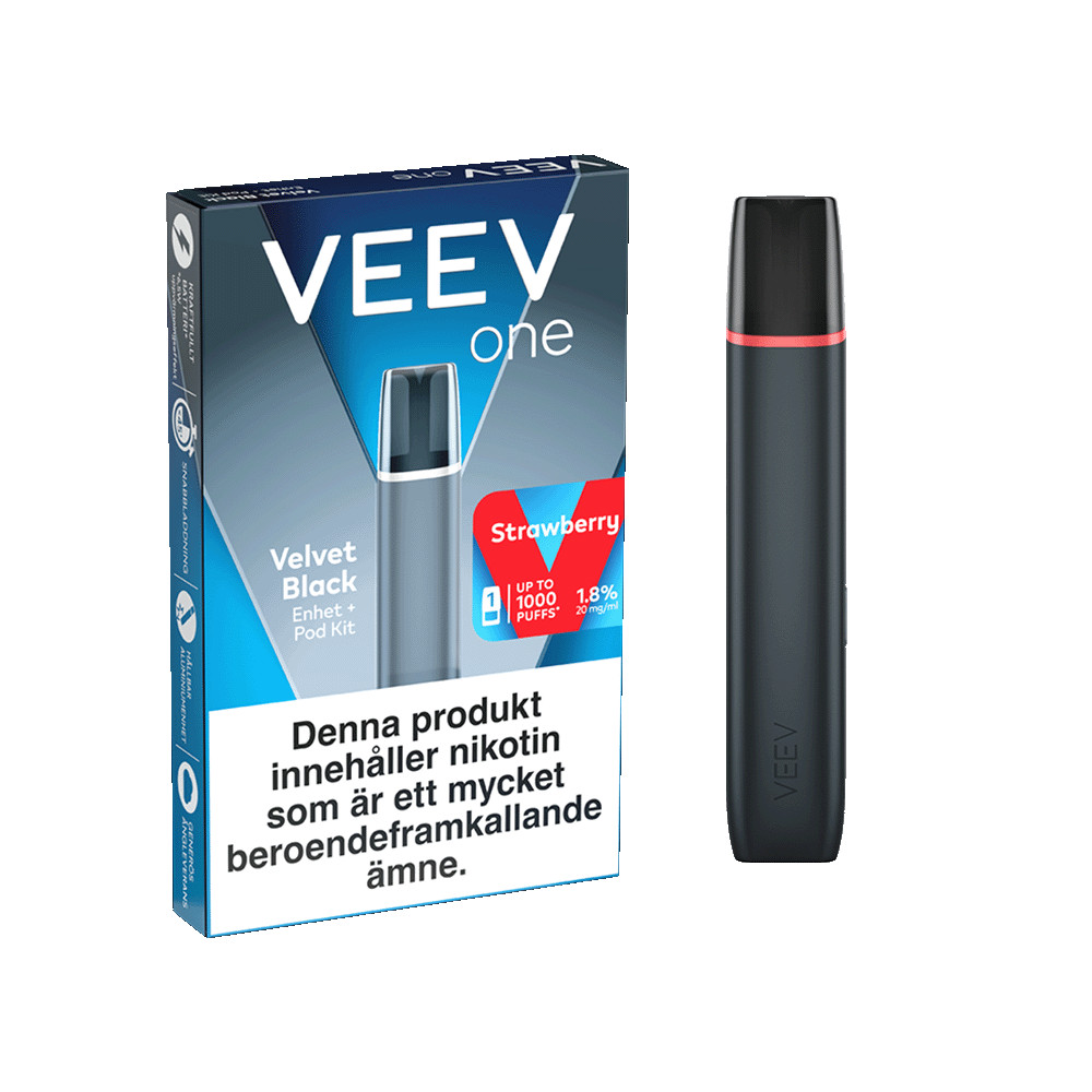 Produktbild för VEEV ONE Velvet Black Device and Strawberry 1-pod