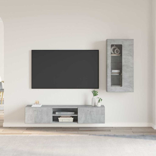 vidaXL TV-bänkset med låda FLORIN 3 pcs Betonggrå Konstruerat trä