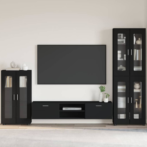 vidaXL Sideboard FLORIN Svart 55,5 x 29 x 100 cm Konstruerat trä