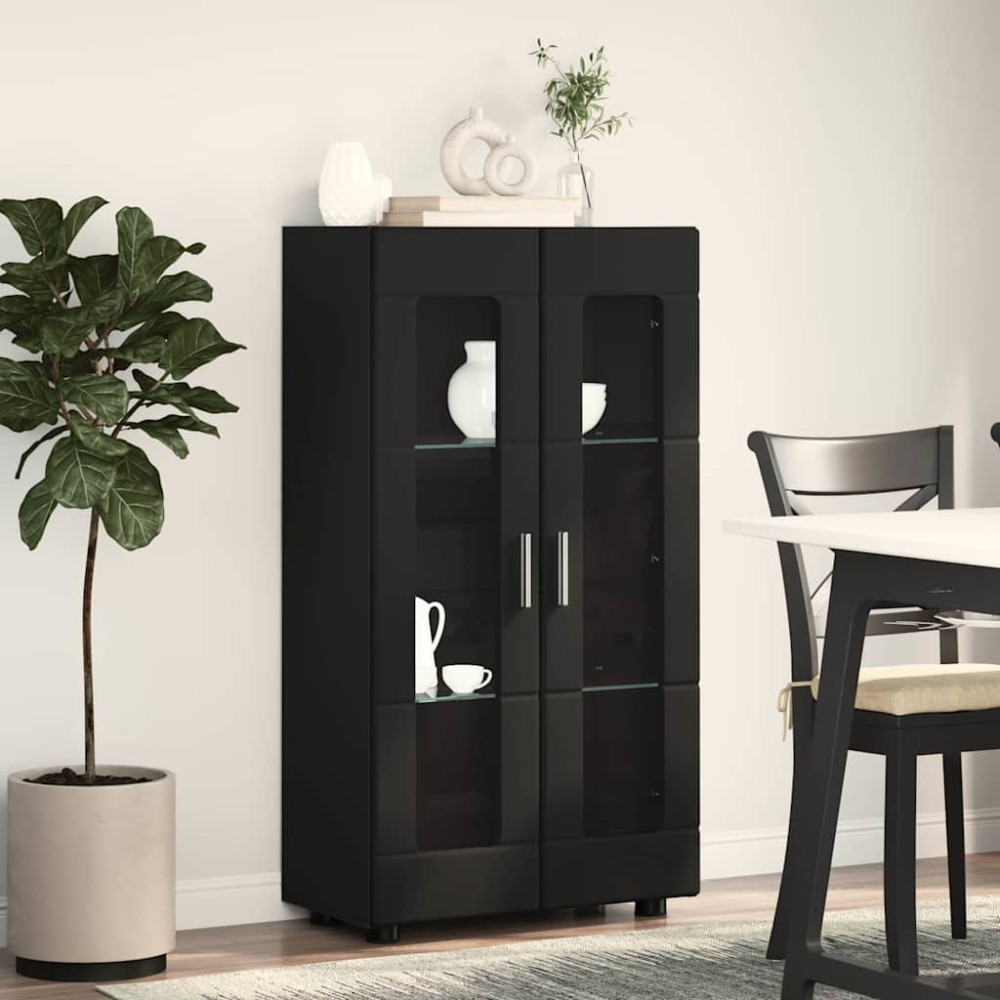 Produktbild för Sideboard FLORIN Svart 55,5 x 29 x 100 cm Konstruerat trä
