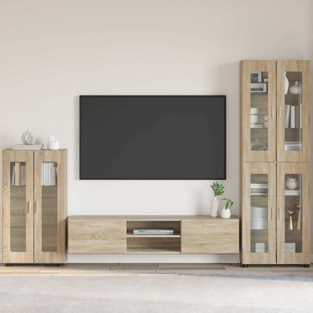 Produktbild för Sideboard FLORIN Sonoma-ek 55,5 x 29 x 100 cm Konstruerat trä