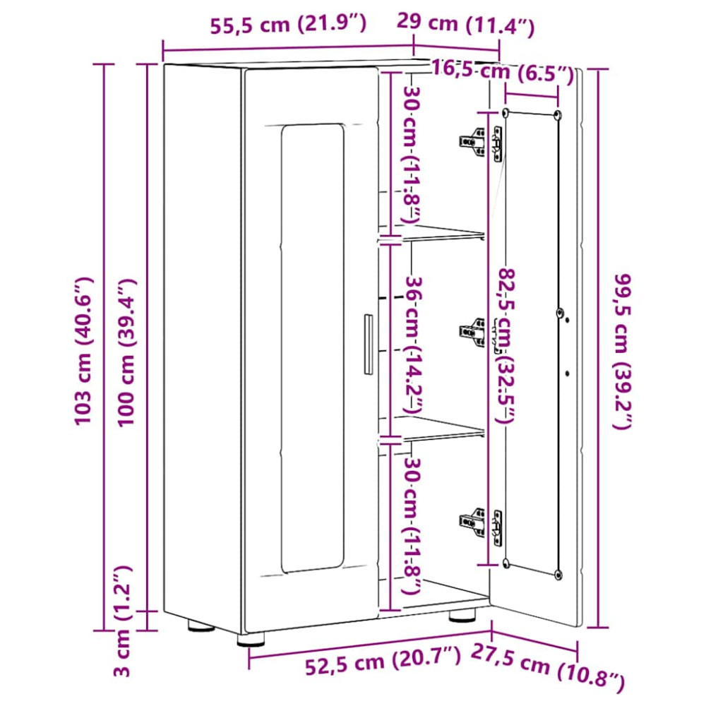 Produktbild för Sideboard FLORIN Sonoma-ek 55,5 x 29 x 100 cm Konstruerat trä