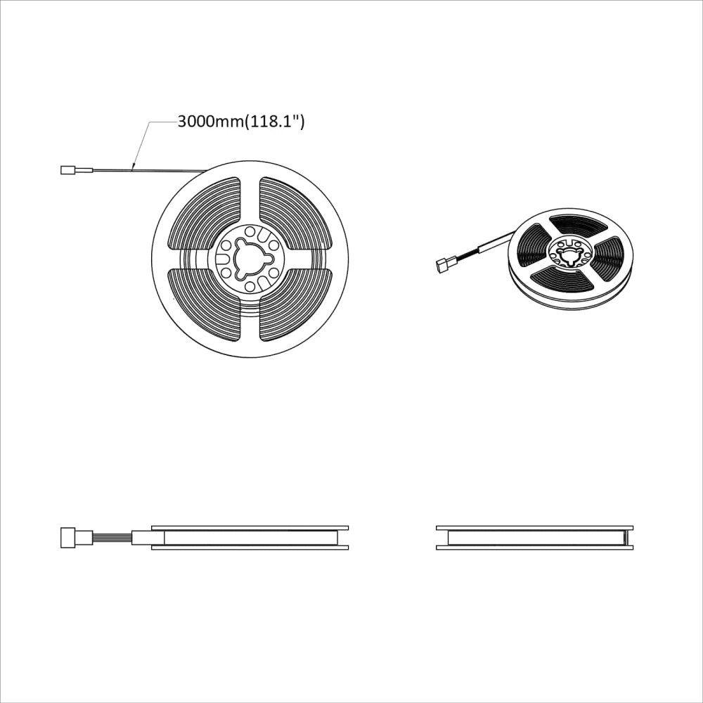Produktbild för LED Band 2 pcs Svart och Transparent 3000 mm Koppar och plast