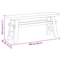 Produktbild för bänk Naturfärg 100 x 29 x 43,5 cm Massivt teakträ