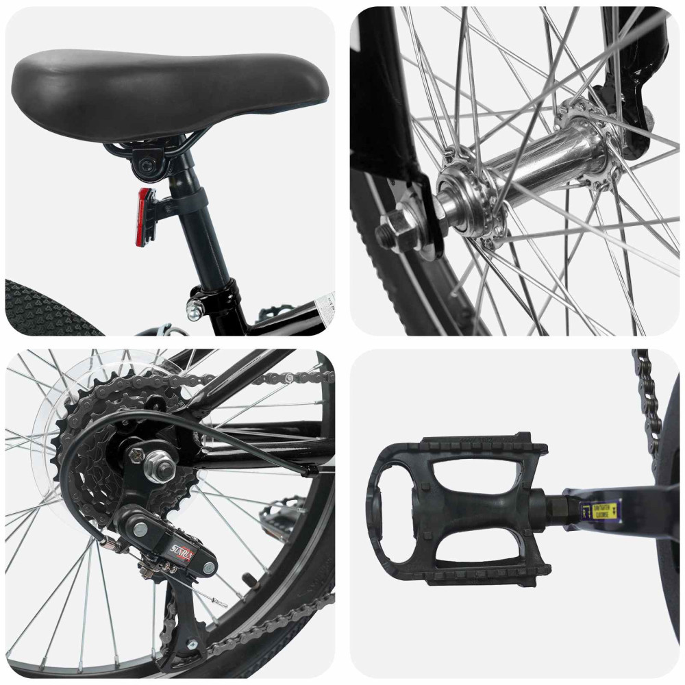 Produktbild för Mountainbike 20 Tum 6-Speed från 5-8 år gammal Svart