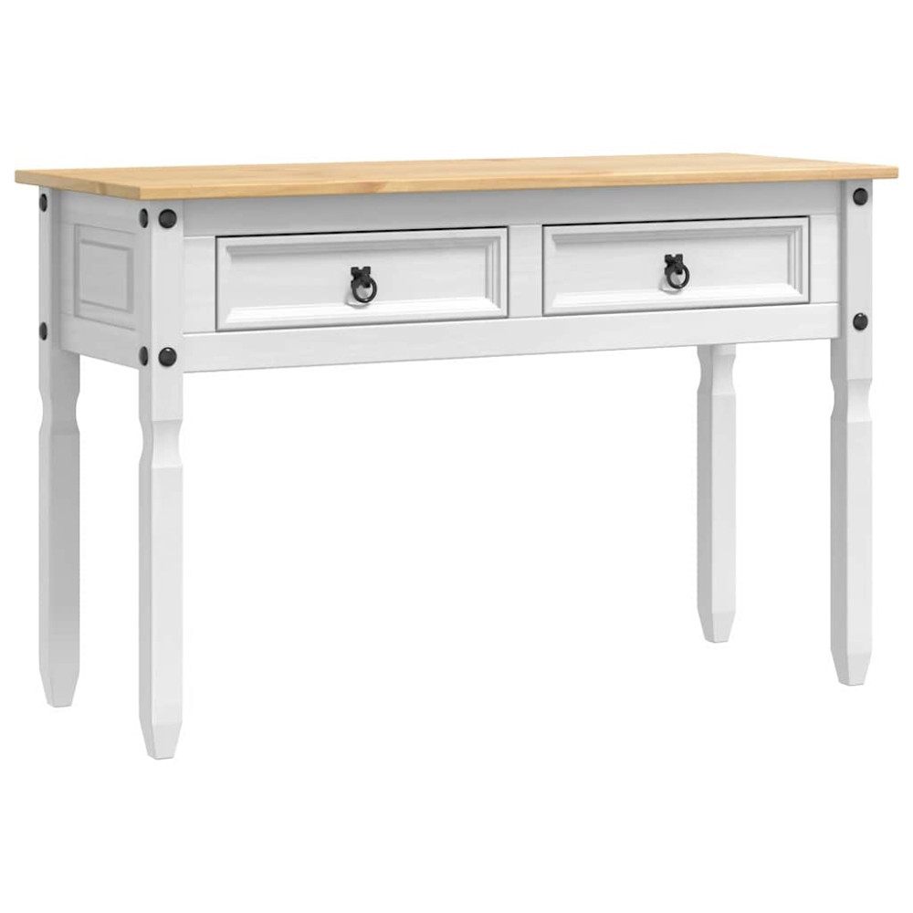 Produktbild för Sidobord med låda Corona Vit 115 x 46 x 73 cm Massiv furu