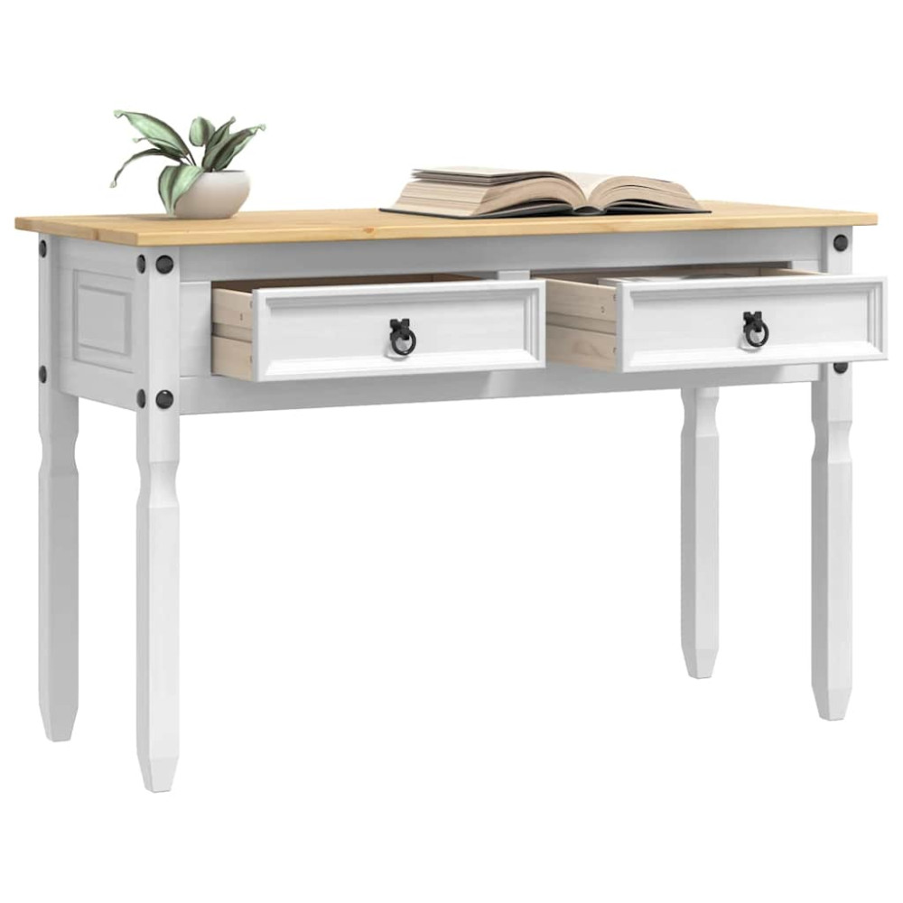 Produktbild för Sidobord med låda Corona Vit 115 x 46 x 73 cm Massiv furu
