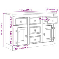 Produktbild för Förvaringskistor Corona Vit 112 x 40 x 75 cm Massiv furu