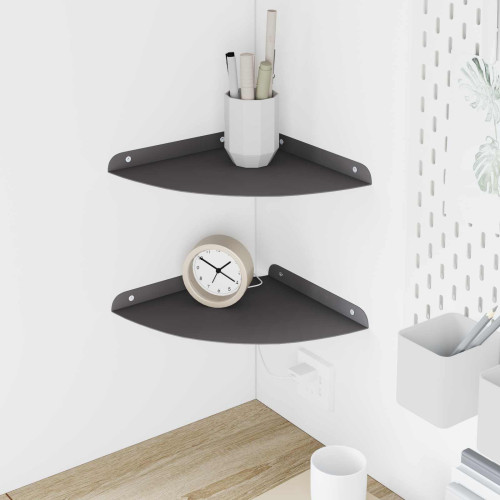 vidaXL Hörn Flygande Hylla med hylla 2 pcs Svart 24 x 24 x 2 cm