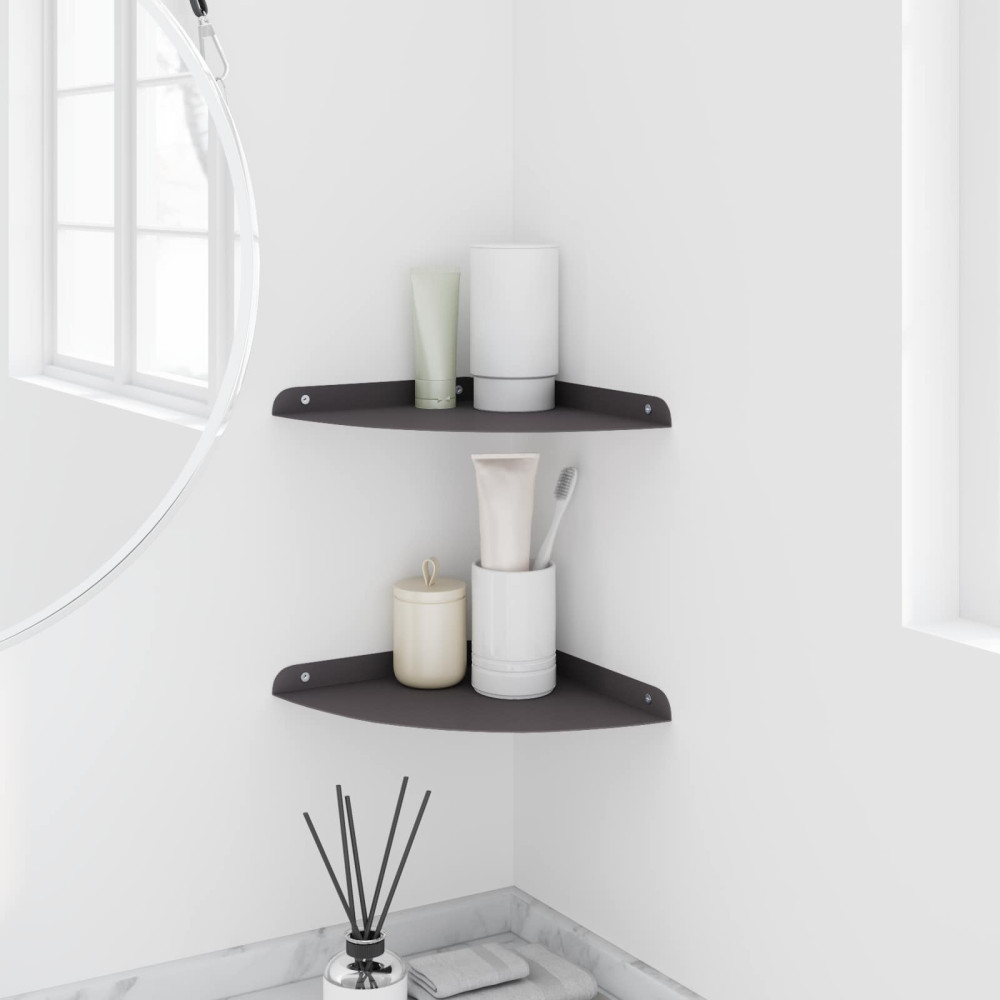 Produktbild för Hörn Flygande Hylla med hylla 2 pcs Svart 24 x 24 x 2 cm