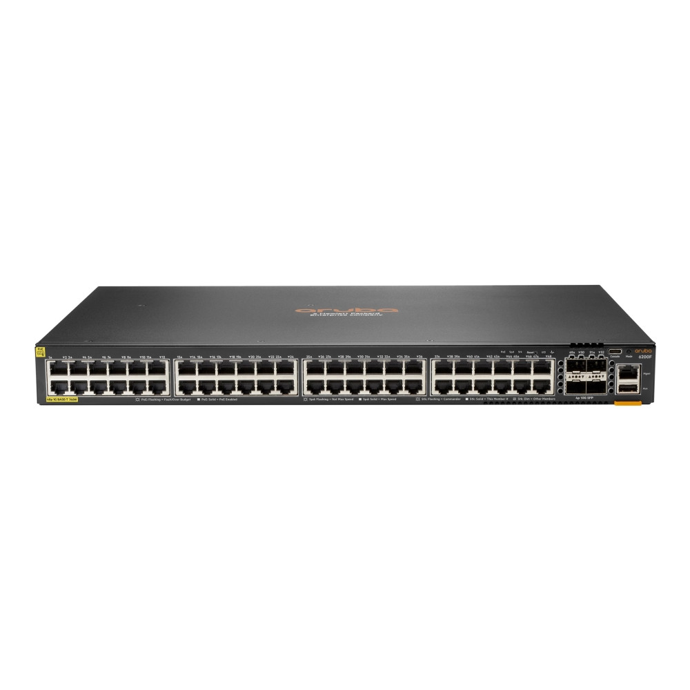 Produktbild för HPE Aruba Networking CX 6200F 48G Class4 PoE 4SFP+ 740W Switch - switch - max. staplingsavstånd 10 kms - 48 portar - Administrerad - rackmonterbar